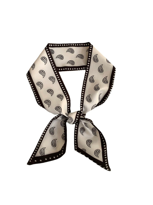 Haila - 33" Vintage Paisley Slim Scarf - French Elegance