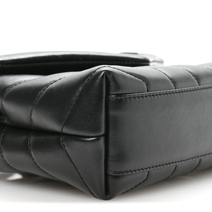 Calfskin Y Quilted Monogram Monochrome Toy Loulou Crossbody Bag Black