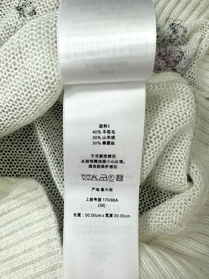 CD Butterfly Embroidered Vest White Alpaca Wool Cashmere 345333