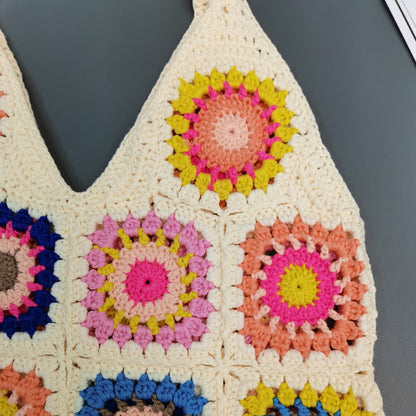 Crochet Granny Square Bag National Wind Hand Hook Bag