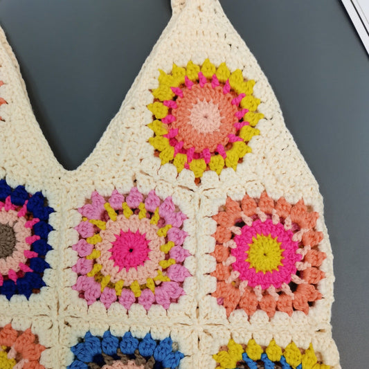 Crochet Granny Square Bag National Wind Hand Hook Bag