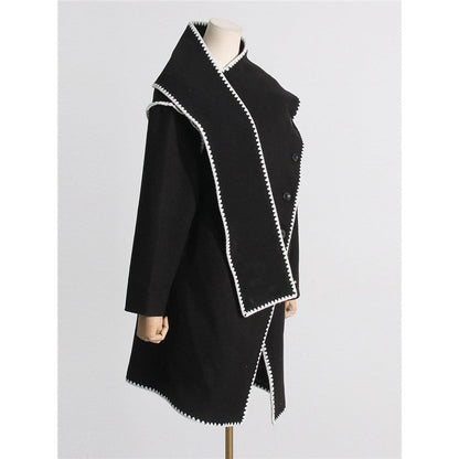 Long Sleeve Single Breasted Irregular  Casual Loose Cape Outerwear