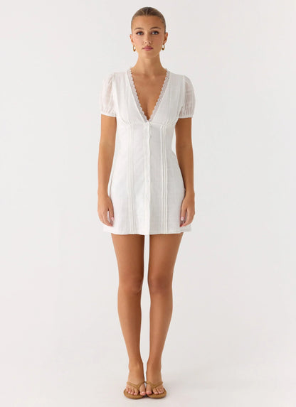 Sweet Lullaby Mini Dress - White