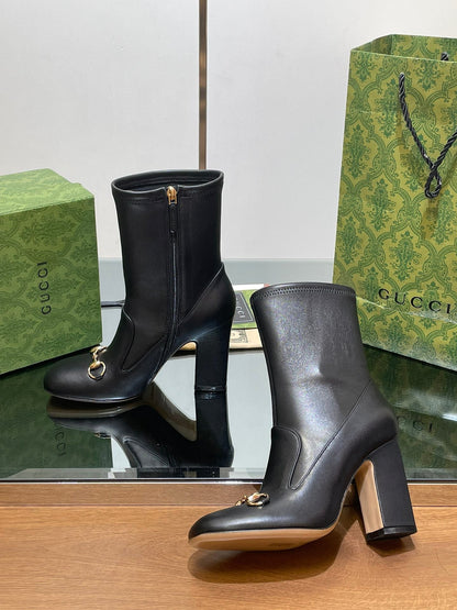 GG Horsebit Ankle Boot 95 Black Calfskin