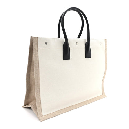 Linen Calfskin Rive Gauche Tote Optic White