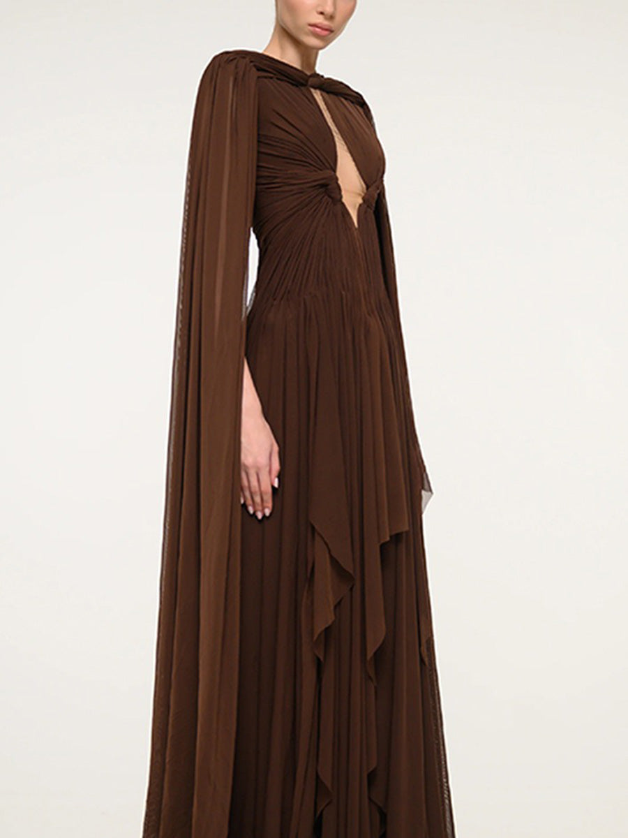 Colette Cut-out Maxi Dress with Cape-Style Drape