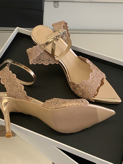 Rafaela Lace Pointed-Toe High-Heel Sandals
