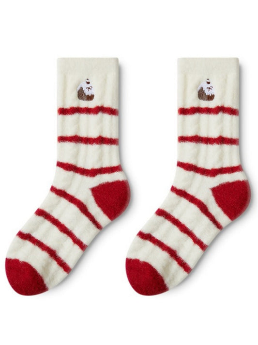 Rufia - Red &amp; White Christmas Vibe Mid-Calf Socks