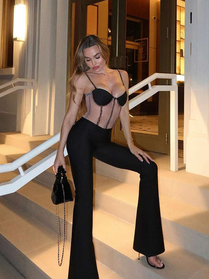 Cassidy Mesh Jumpsuit In Black