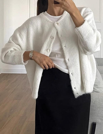Vintage Crew Neck Long Sleeve Knit Cardigan