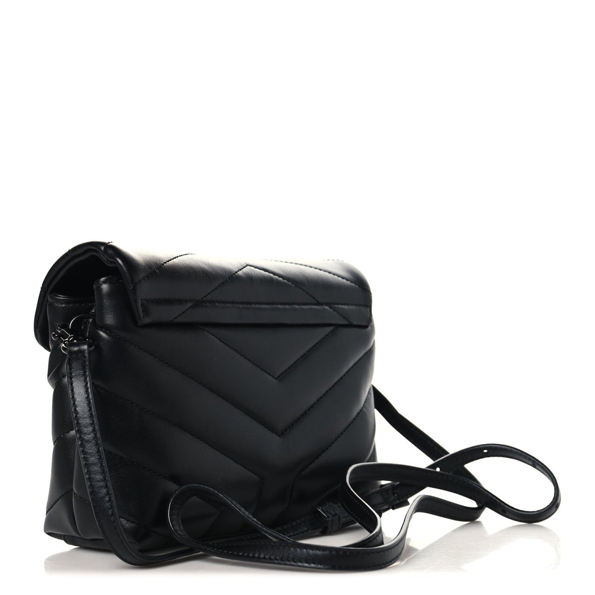 Calfskin Y Quilted Monogram Monochrome Toy Loulou Crossbody Bag Black