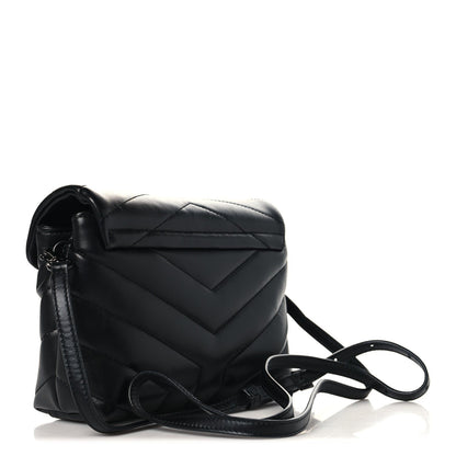 Calfskin Y Quilted Monogram Monochrome Toy Loulou Crossbody Bag Black