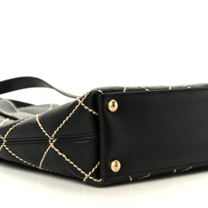 Calfskin Wild Stitch Tote Black