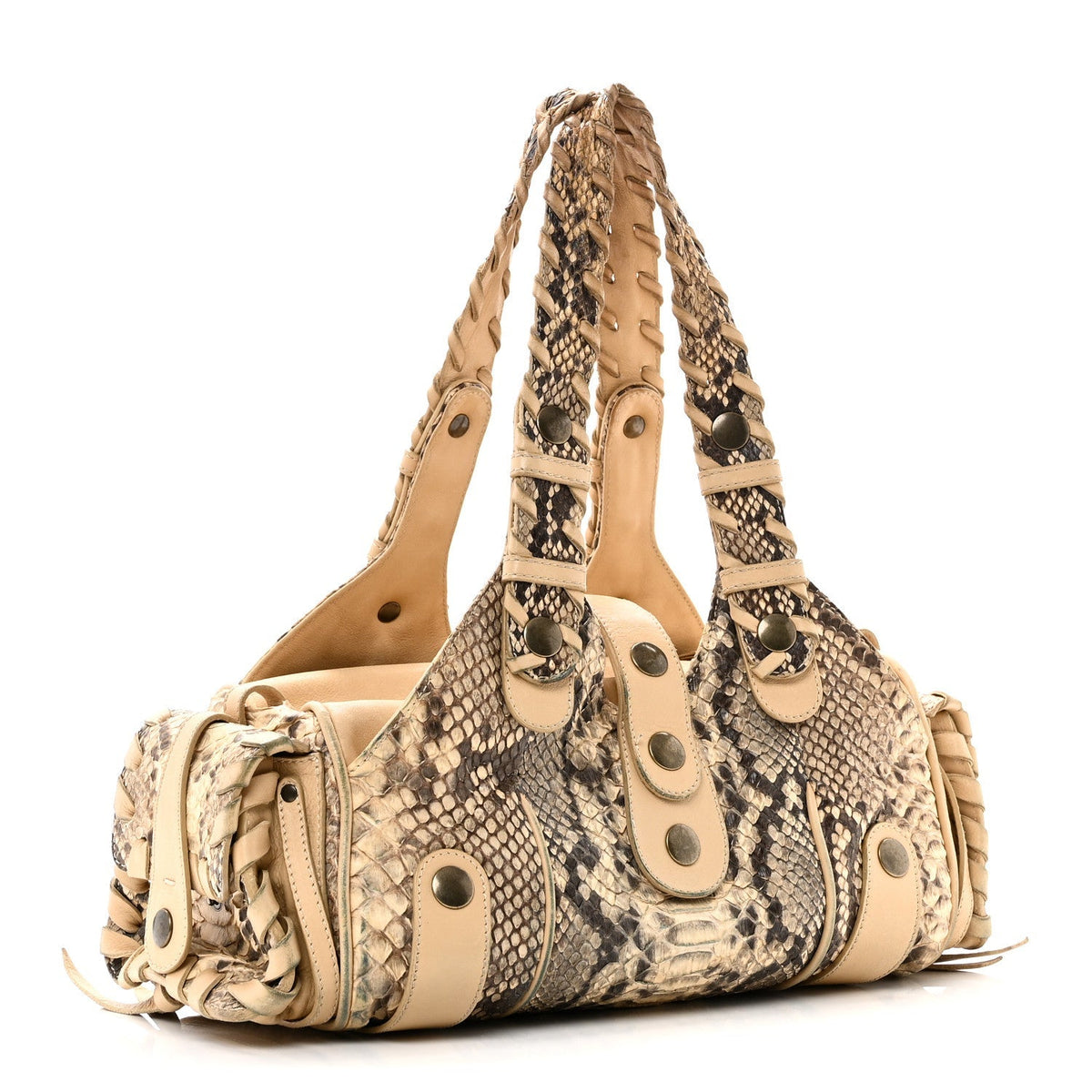 Snakeskin Silverado Shoulder Bag Beige