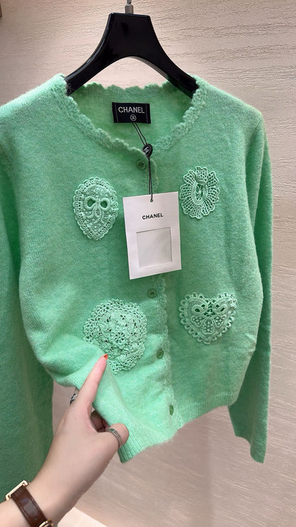 CHANEL MINT GREEN KNIT TOP
