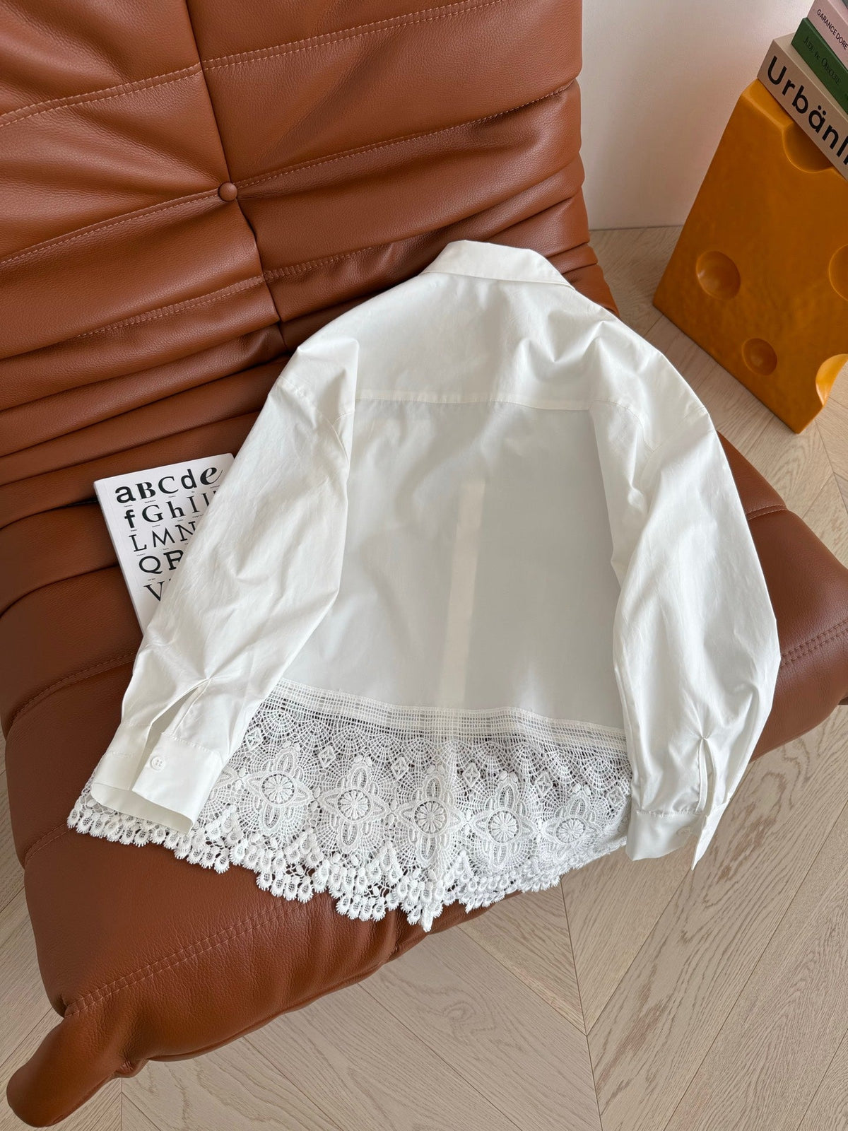 Celine 25 Lace Patchwork Shirt White Cotton