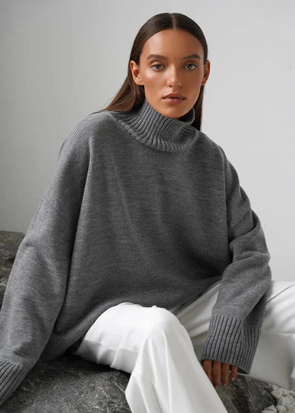 Loose Fit Cotton Knit Turtleneck Sweater