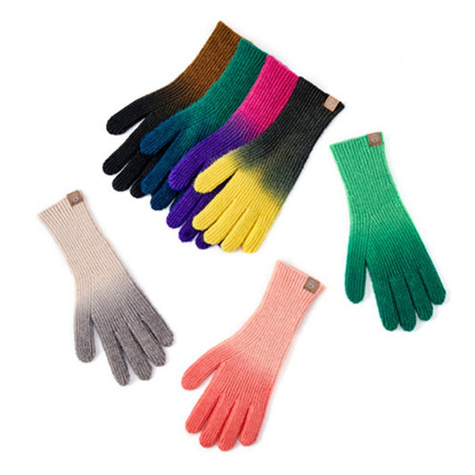 Gradient Color Rainbow Knit Gloves