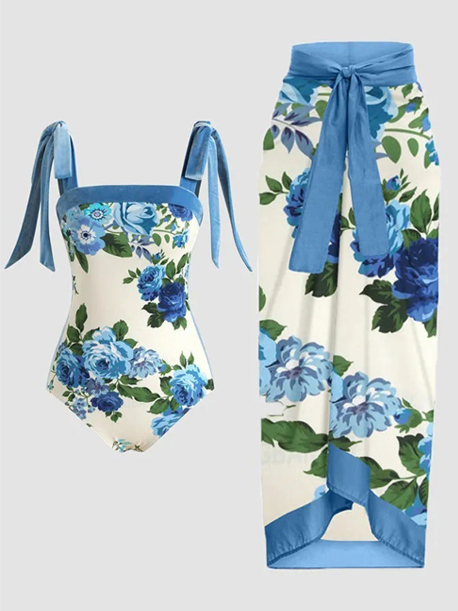 Natalie Chiffon Printed Swimsuit Set
