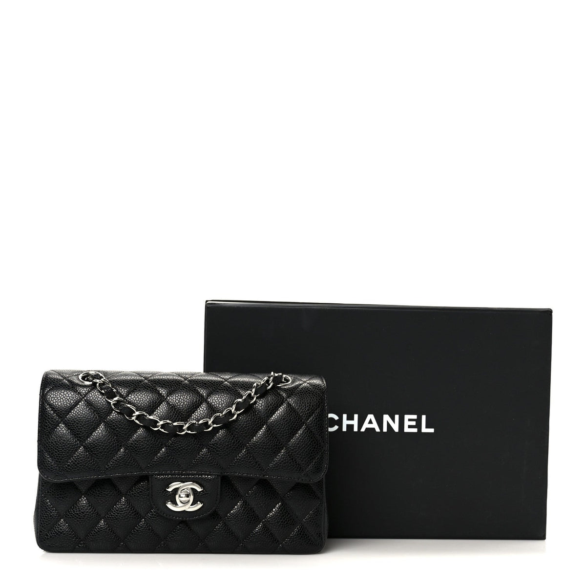 Caviar Quilted Small Double Flap Black