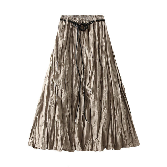 High Waist Pleated Midi Skirt