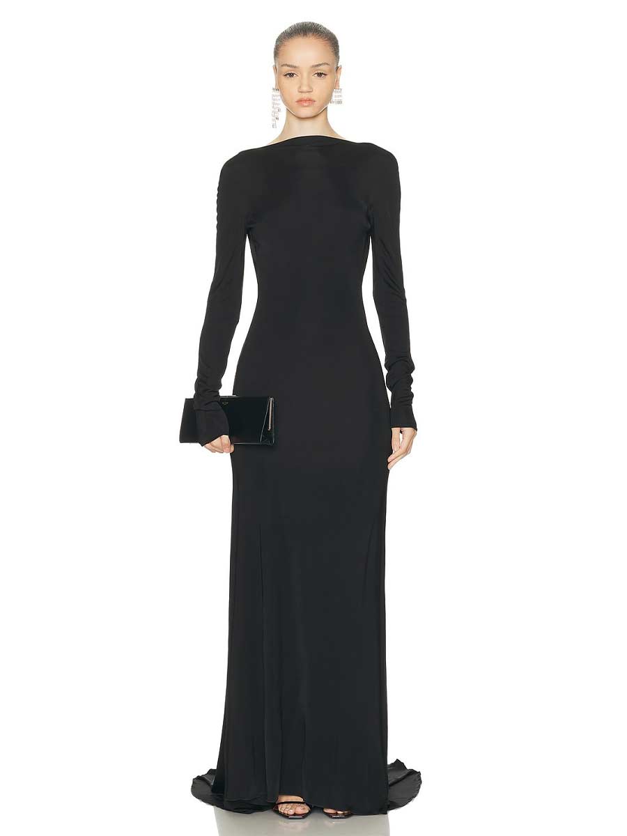 Leona Open Back Long Sleeve Maxi Dress