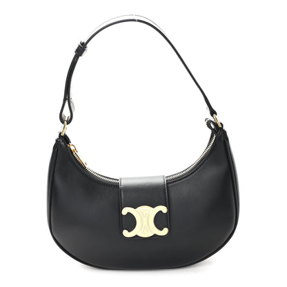 Smooth Calfskin Medium Strap Ava Triomphe Shoulder Bag Black