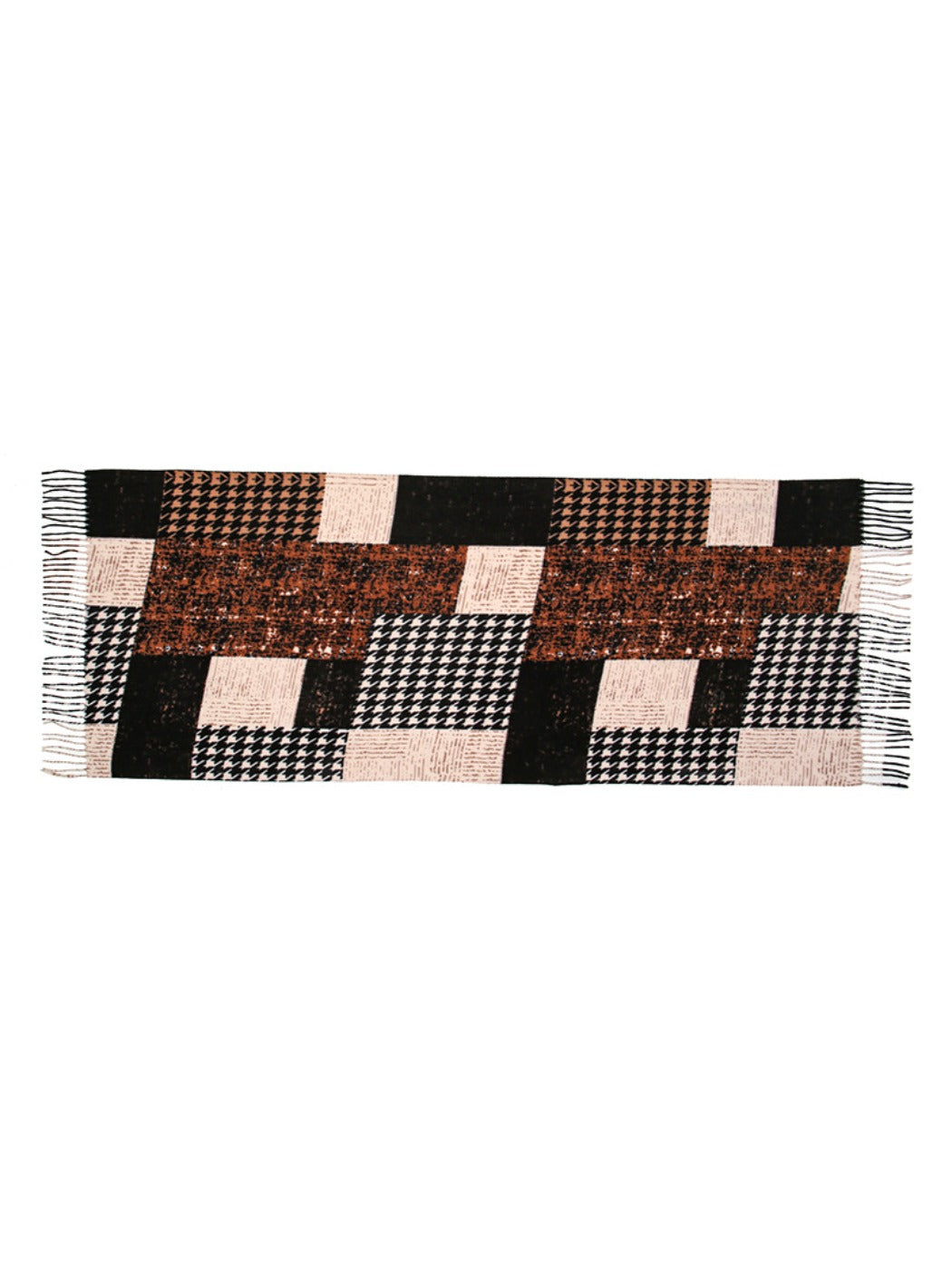 Sscarvii - Geometric Pattern Tassel Winter Scarf