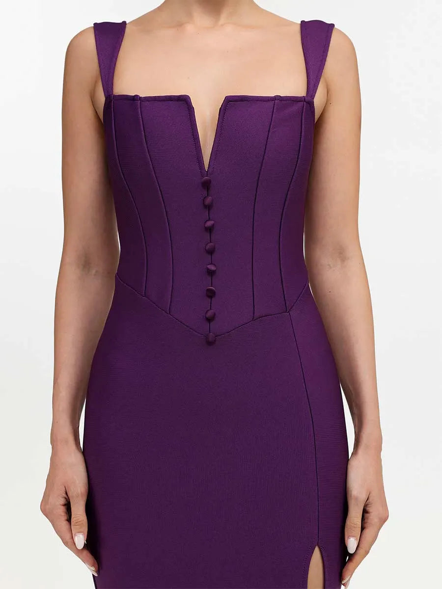 Milena Button Front Bandage Midi Dress