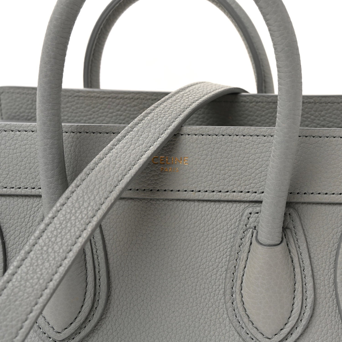 Drummed Calfskin Nano Luggage Pearl Blue