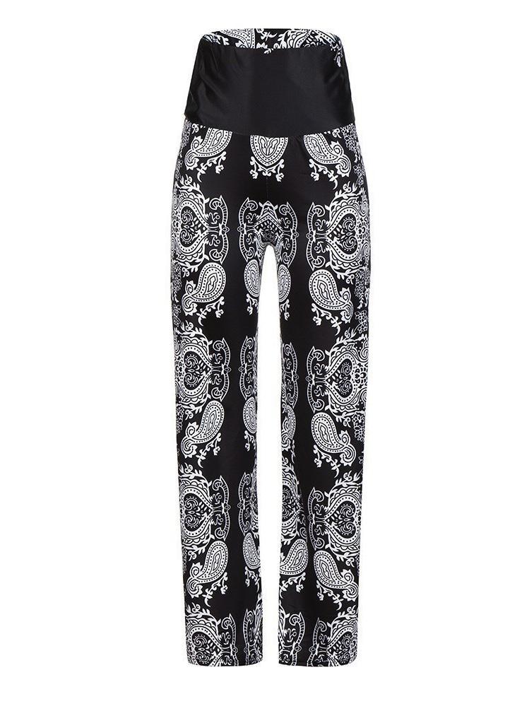 Women'S Plus Size Pants Fashion High Waist Printed Casual Yoga Wide Leg Pants
