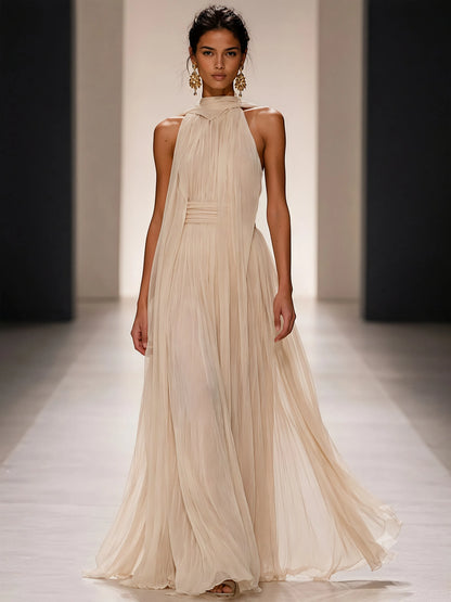 Cecilia Sleeveless Open-Back Chiffon Maxi Dress
