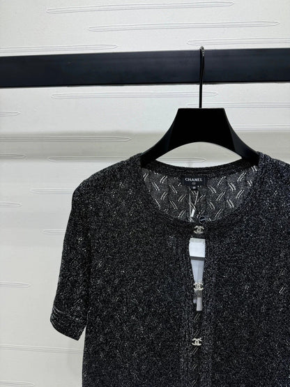 CHANEL SHORT-SLEEVE SEQUINNED KNIT CARDIGAN 269407
