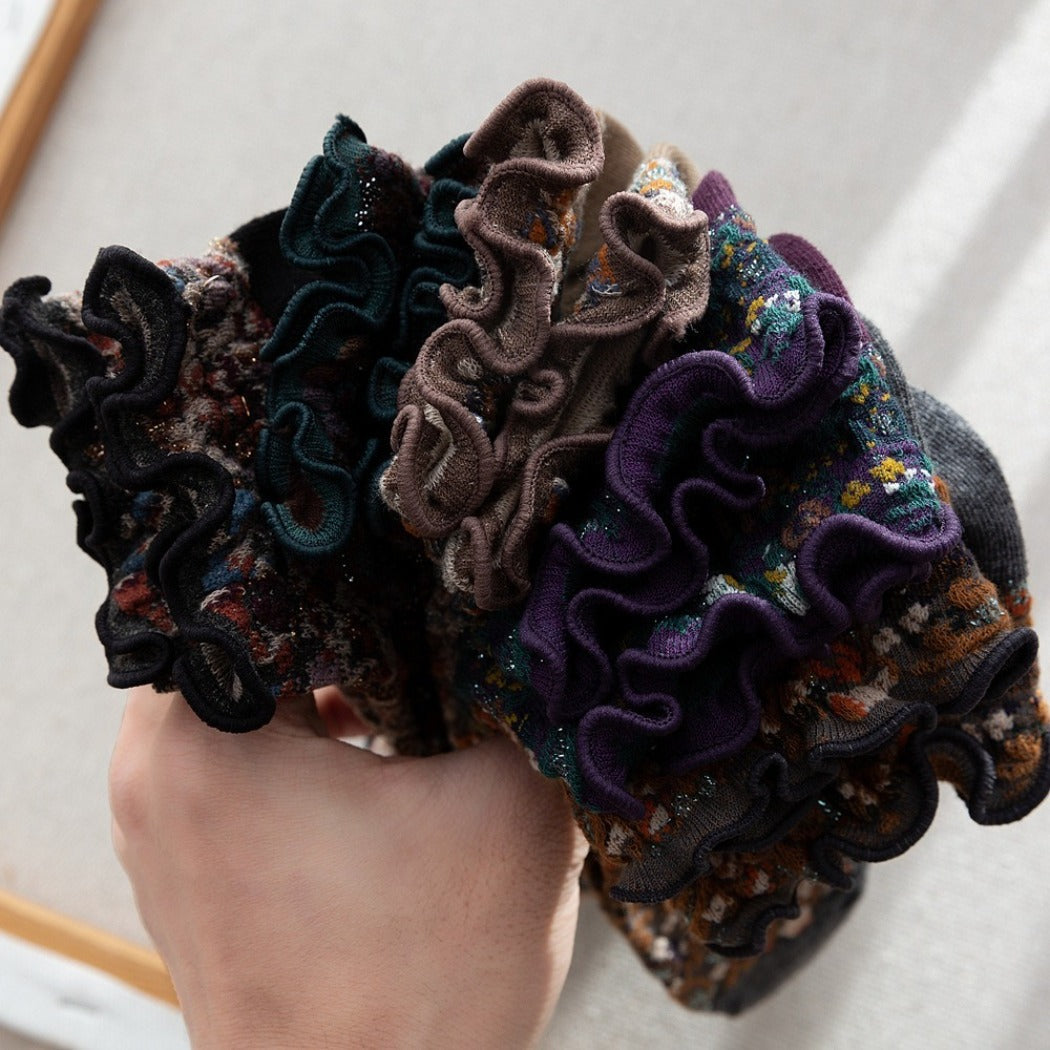 Rufia- Summer Floral Print Lace Trim Low-Cut Socks