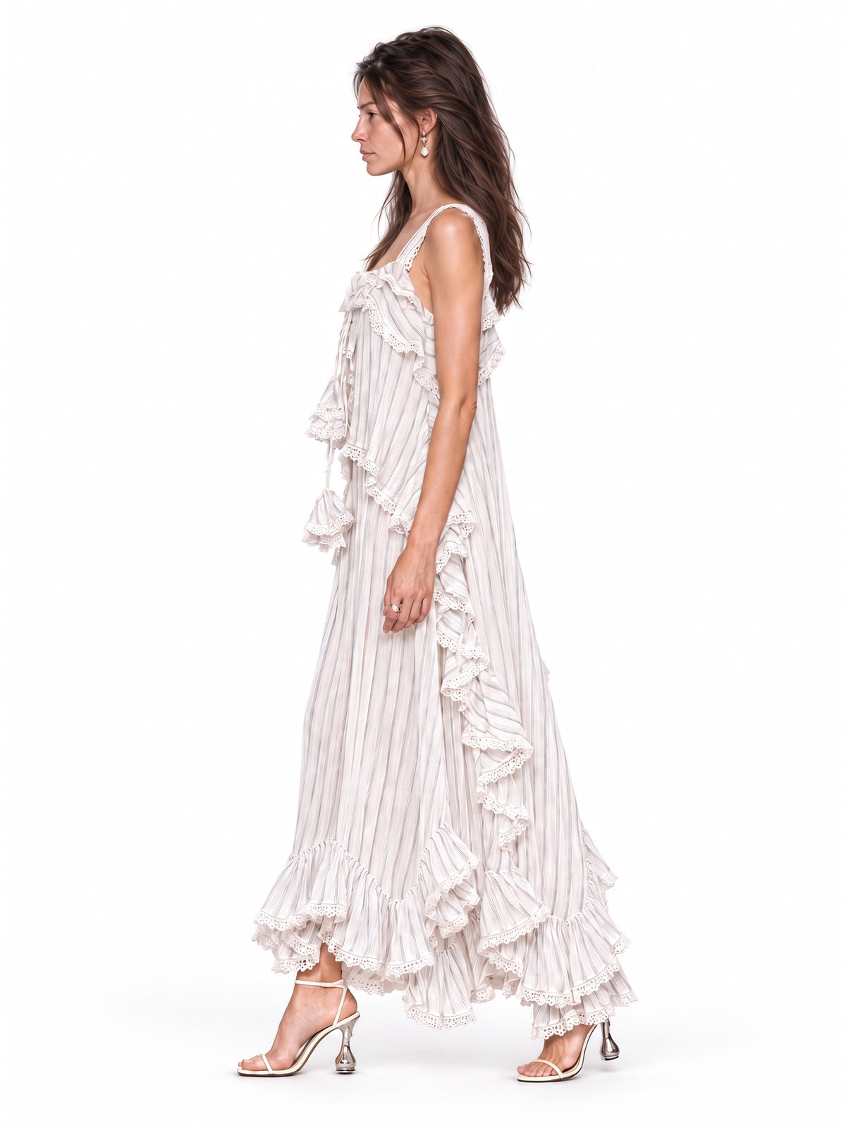 Fiona Lace-Striped Maxi Dress
