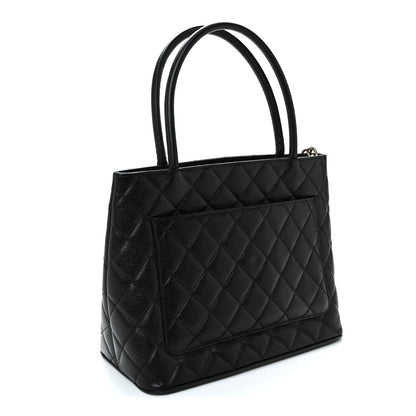 Caviar Quilted Medallion Tote Black