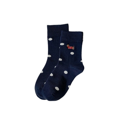 Rufia - Cartoon Dog Embroidered Striped Socks