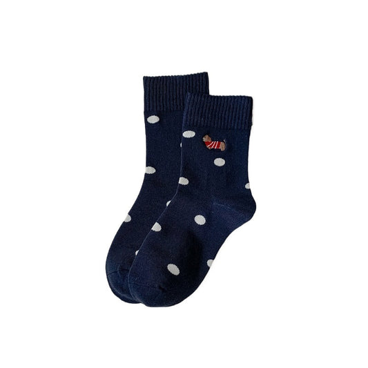 Rufia - Cartoon Dog Embroidered Striped Socks