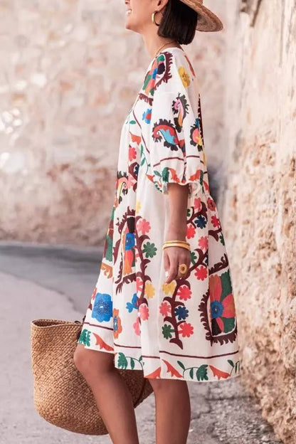 Loose Plus Size Women's Short Sleeve Mini Dress