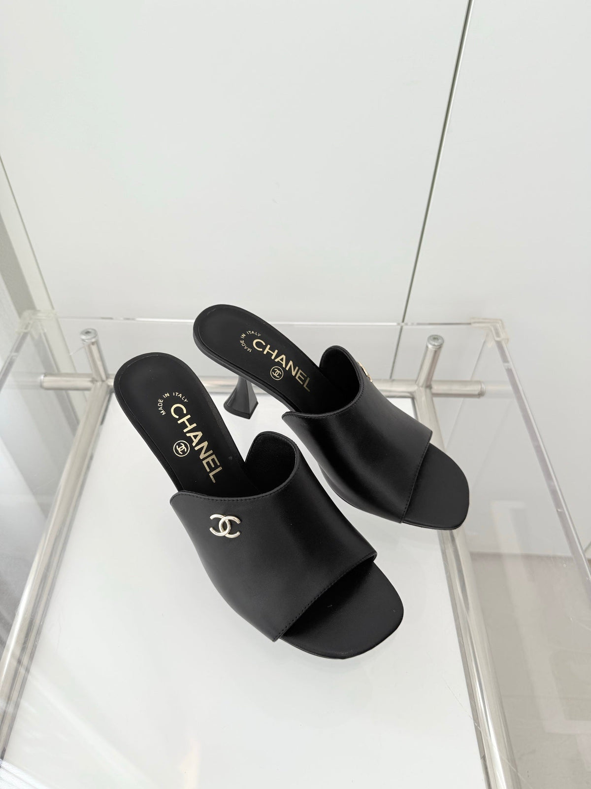 Chanel 26 Sandal 90 Black in Lambskin 597366