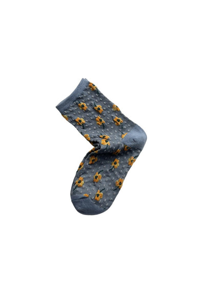 Rufia - Floral Embossed Bohemian Mid-Crew Socks