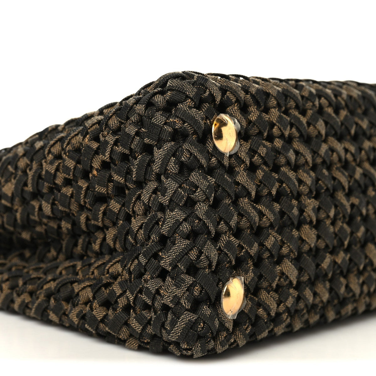 Fabric Jacquard FF 1974 Woven Knotted Medium Peekaboo Iconic Satchel Tobacco Moro