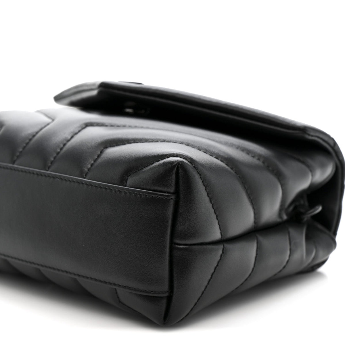 Calfskin Y Quilted Monogram Monochrome Toy Loulou Crossbody Bag Black