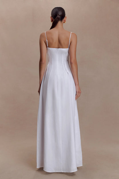 Sofie Pintuck Linen Maxi Dress - White