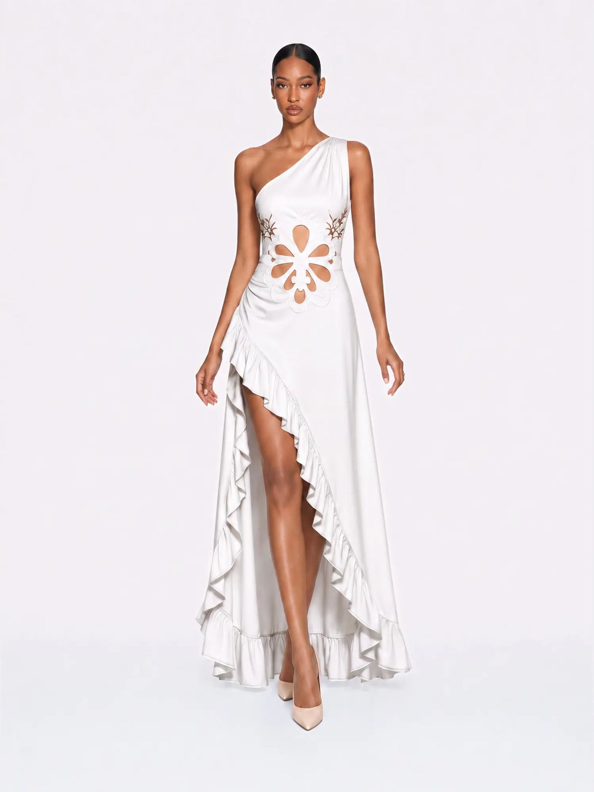 Grace Floral Cutout Ruffle Maxi Dress