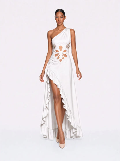 Grace Floral Cutout Ruffle Maxi Dress