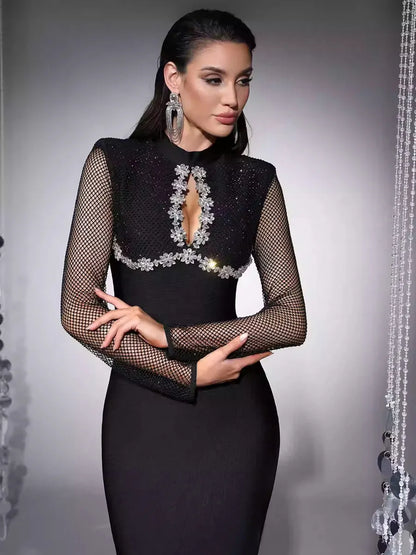 Aileen Rhinestone Patchwork Maxi Dress