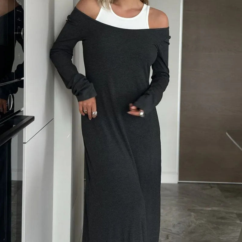 Splicing Fake Two-Piece Elegant Maxi Dress