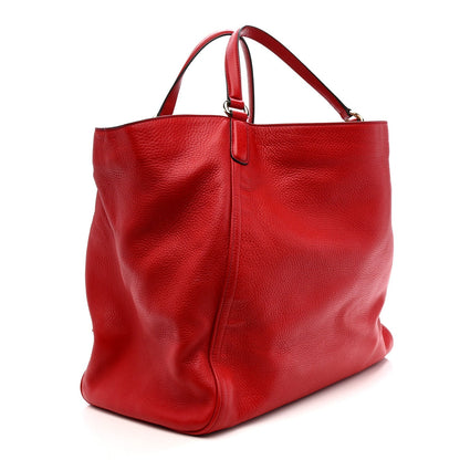 Pebbled Calfskin Large Soho Shoulder Bag Red