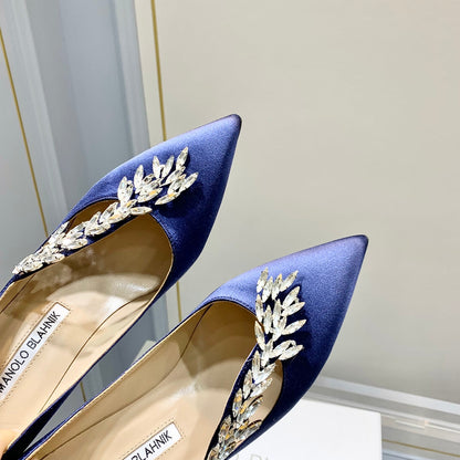 Manolo Women's Nadira Pumps 70 Blue Satin